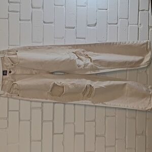 BDG Urban Outfitters Distressed Wide Leg Cream Colored Jeans Size 26